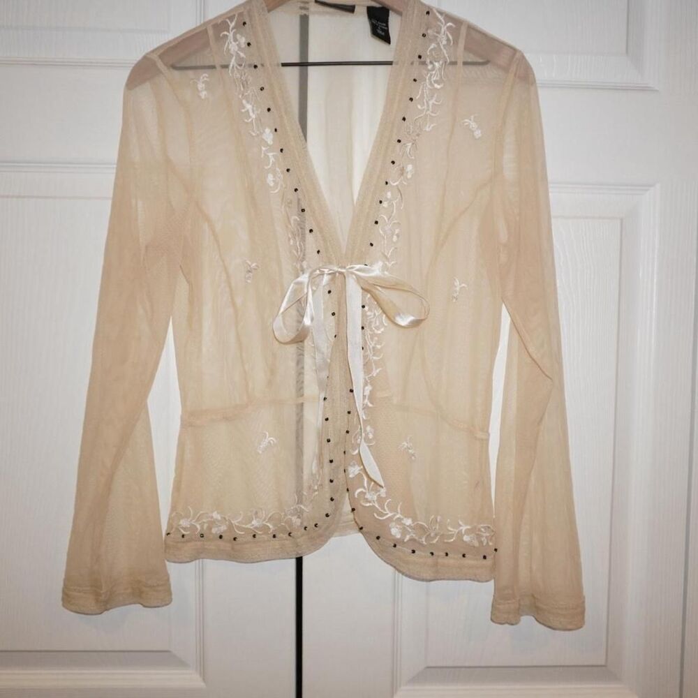 New-york-company Women's Cream and Tan Blouse